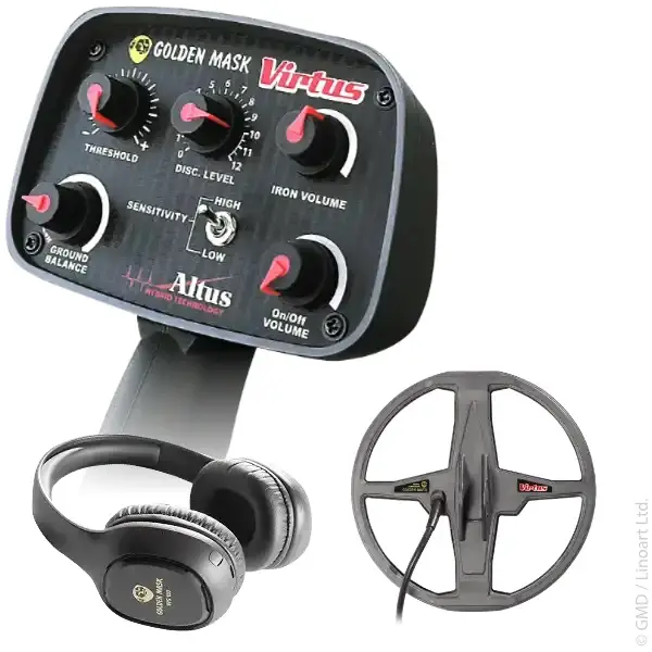 Golden Mask Golden Mask Virtus (BSP Hibrit Metal Dedektörü, 9.5 inç Arama Başlıklı, Ayarlanabilir Hassasiyet)