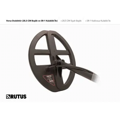 Rutus Versa Su Geçirmez Çoklu Frekans Define Dedektörü (Kablosuz Kulaklık ve 28,5 cm DD Başlık Dahil) görsel 3